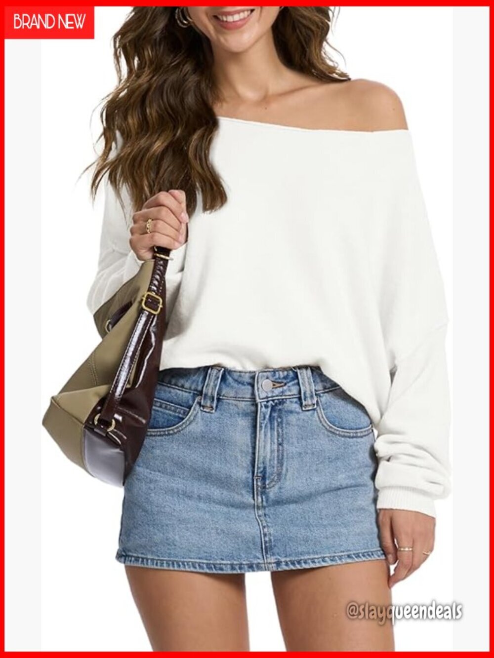 Oversized Pullover Sweater Off Shoulder Boat Neck Long Sleeve Cozy Knit